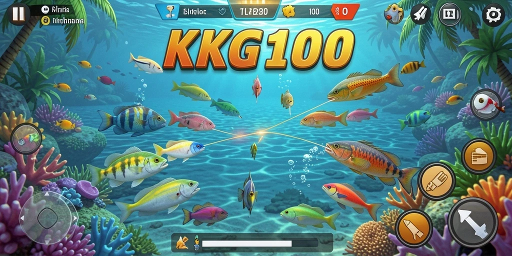 Tampilan gameplay KPK100 yang menggambarkan keseruan menembak ikan.
