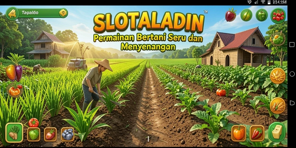 Tampilan menarik gameplay SLOTALADIN saat menanam tanaman di kebun.