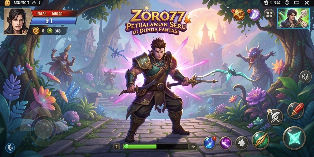 Screenshot gameplay ZORO77 menampilkan petualangan epik di dunia fantastis.